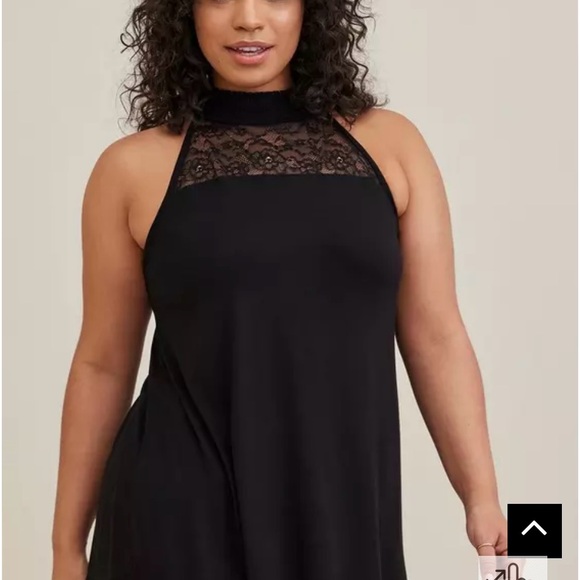 Torrid Lace Yoke Halter Top - Super Soft Black, SZ 2X EUC - Picture 5 of 8